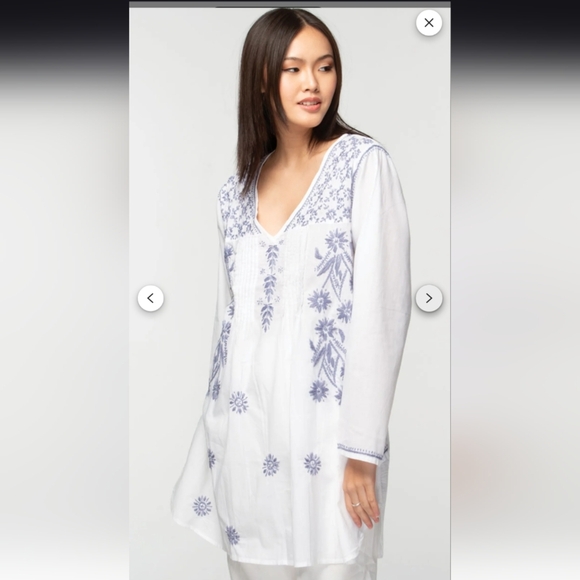 Sevya Hand Embroidered White/ Lilac Tunic NWOT SIze S - Picture 4 of 10